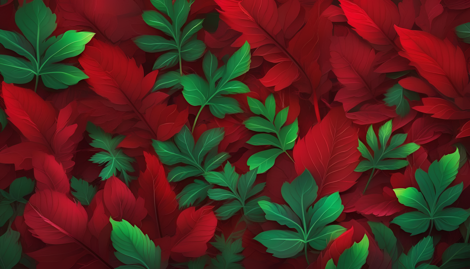 Colorful abstract wallpaper featuring vibrant red and green hues.