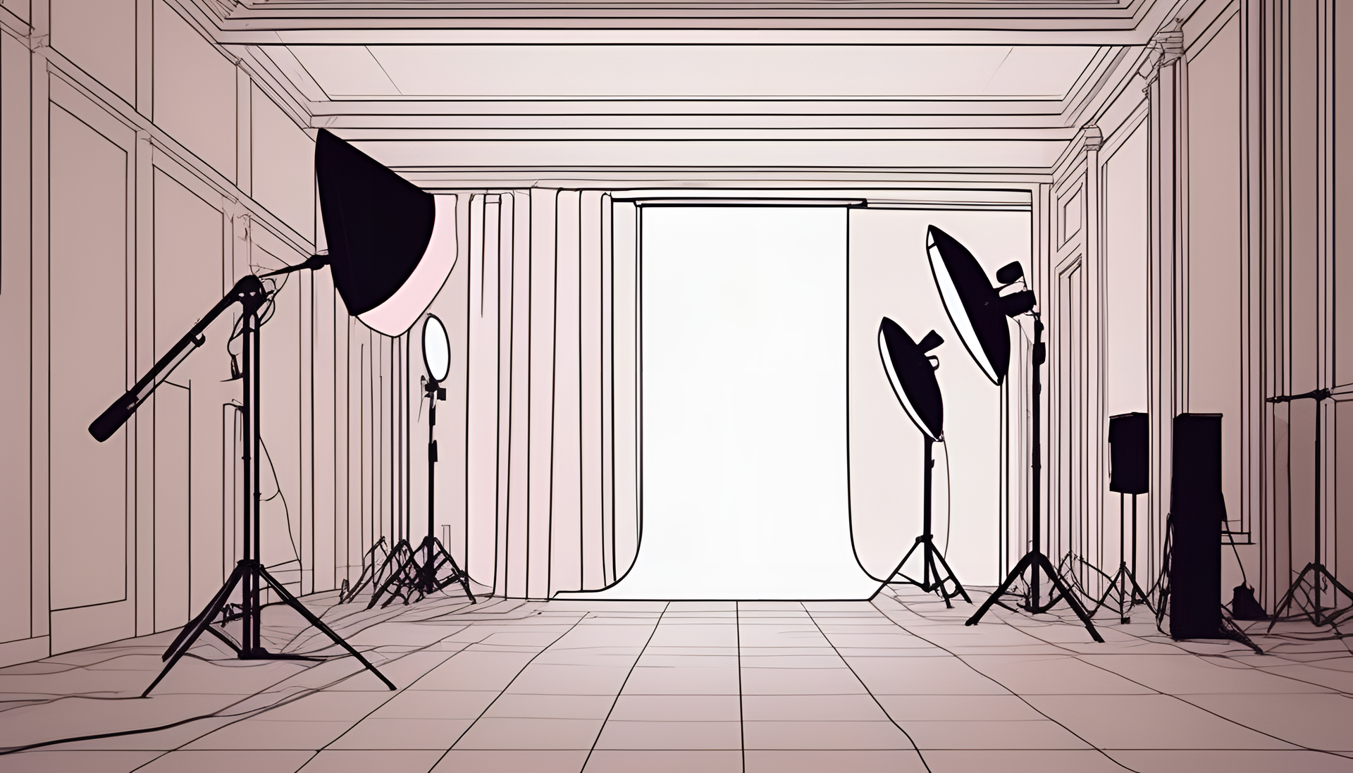 Aesthetic studio-lit rotoscope animation style background for desktop wallpaper.