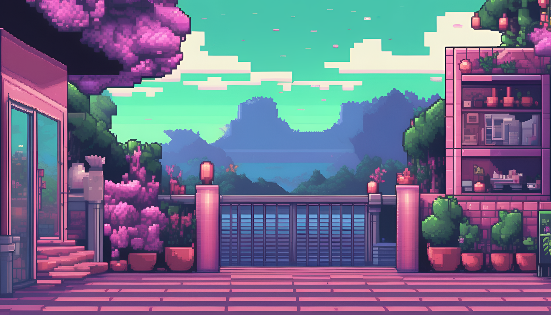 Aesthetic pixel art background.