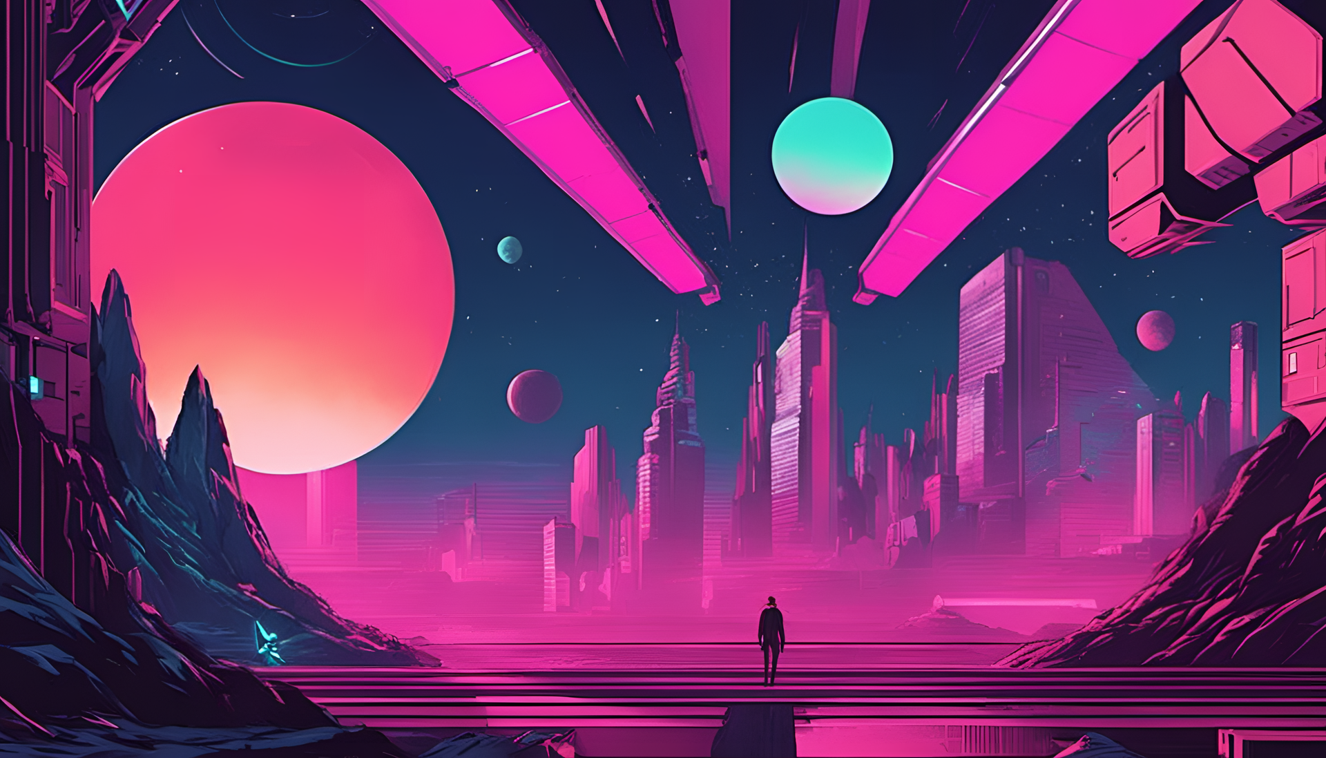 80's sci-fi inspired aesthetic wallpaper