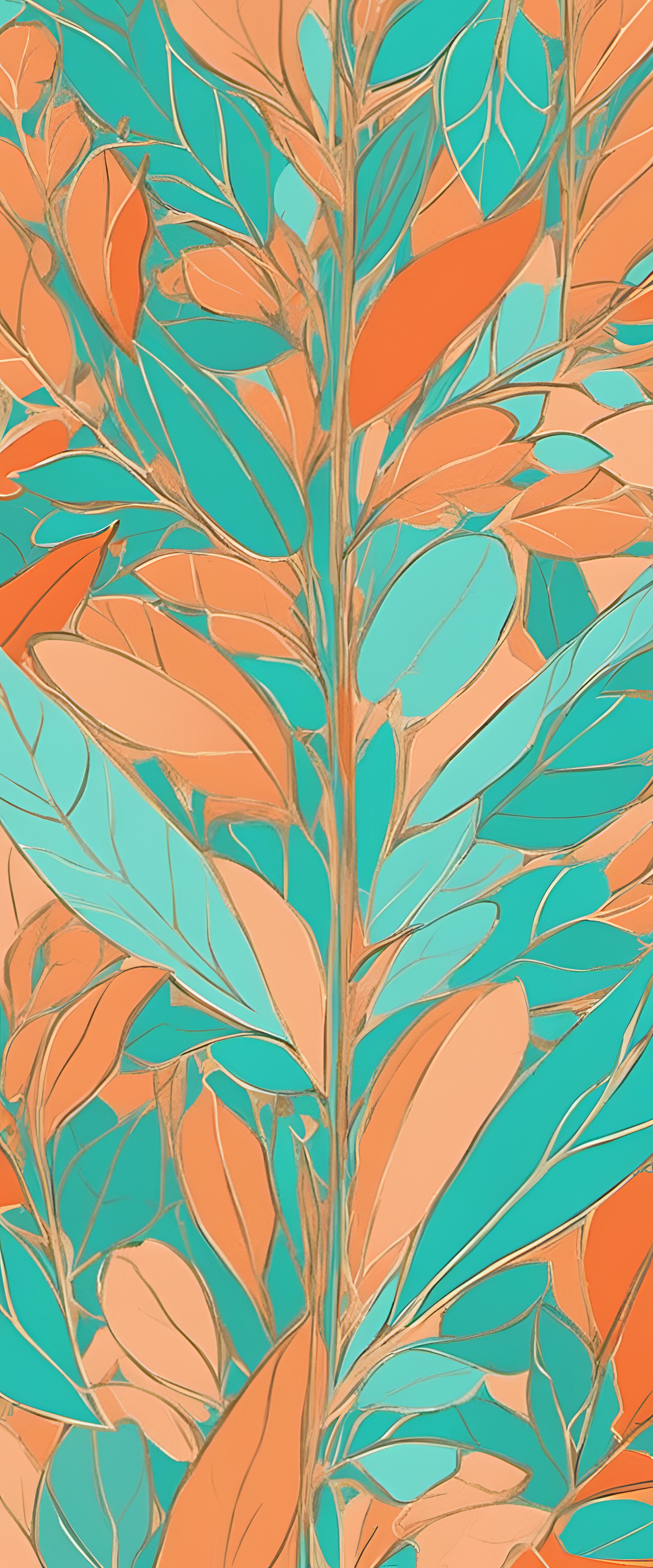 Pastel turquoise and orange aesthetic wallpaper on a colored background.