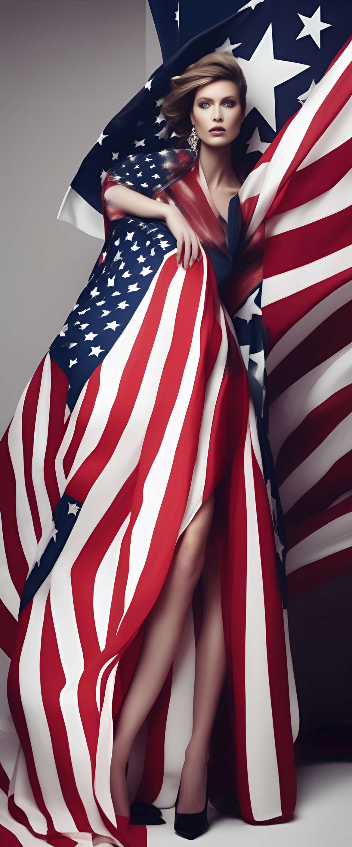 Stylish, abstract interpretation of the American flag in a high-fashion phone wallpaper.