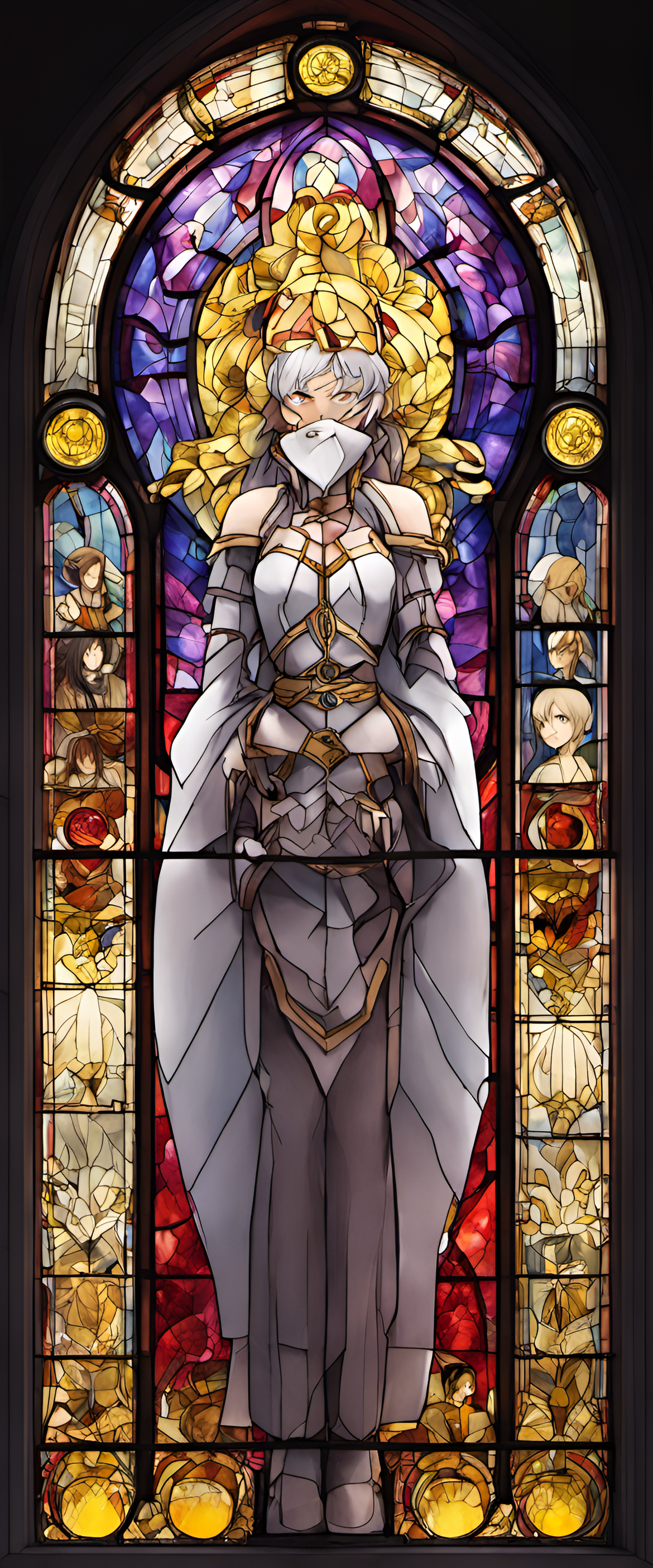 Colorful anime girl in a stained glass style.