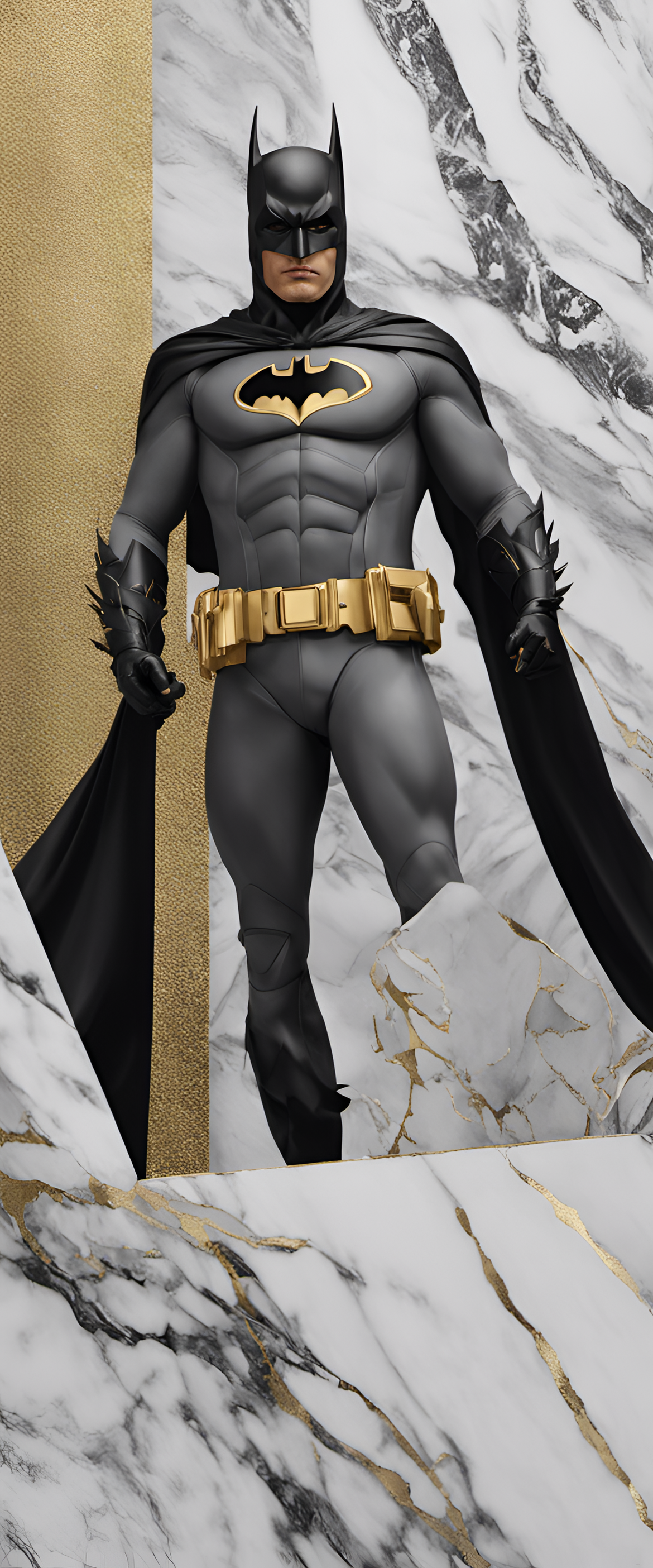 Marble and gold Batman wallpaper.