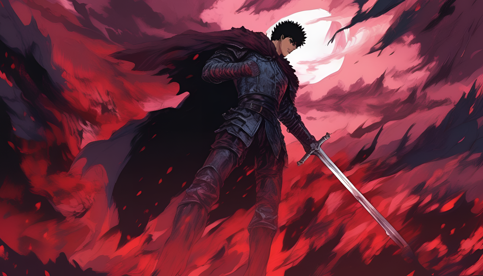 Impressionist artwork inspired by Berserk.