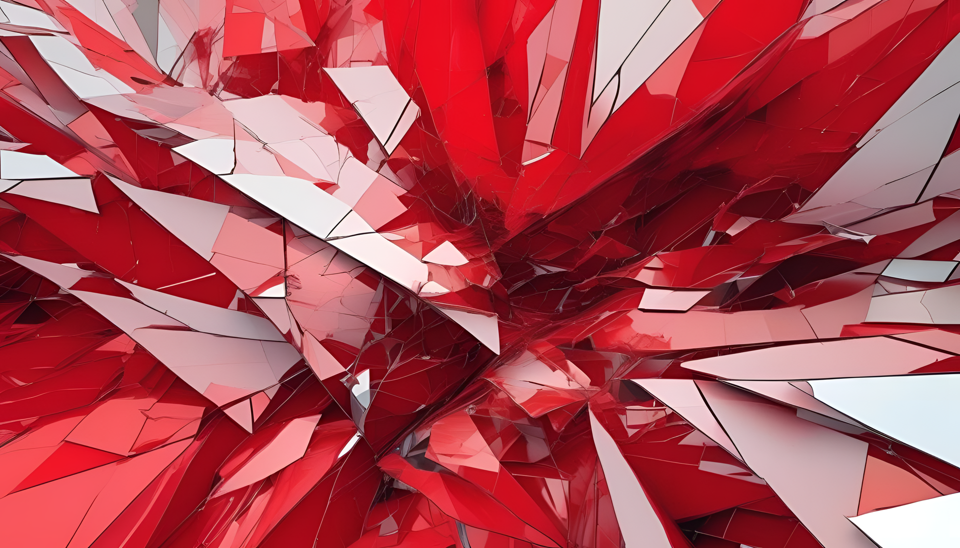 Vibrant red abstract design evoking a fractured screen.