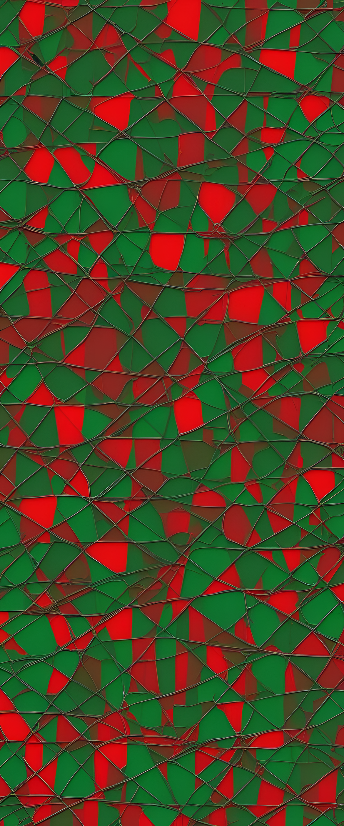 Cracked red and green screen wallpaper.