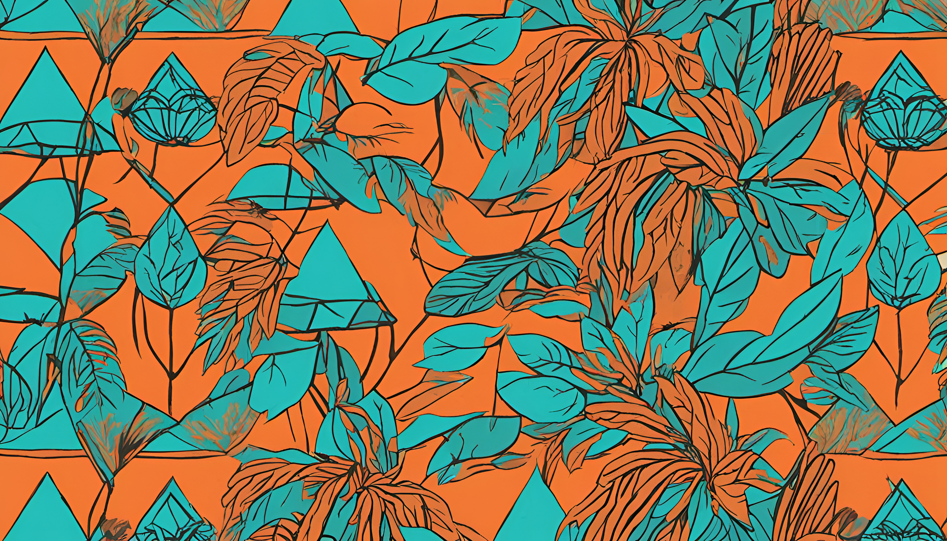 BTS wallpaper featuring a vibrant combination of turquoise and orange colors.