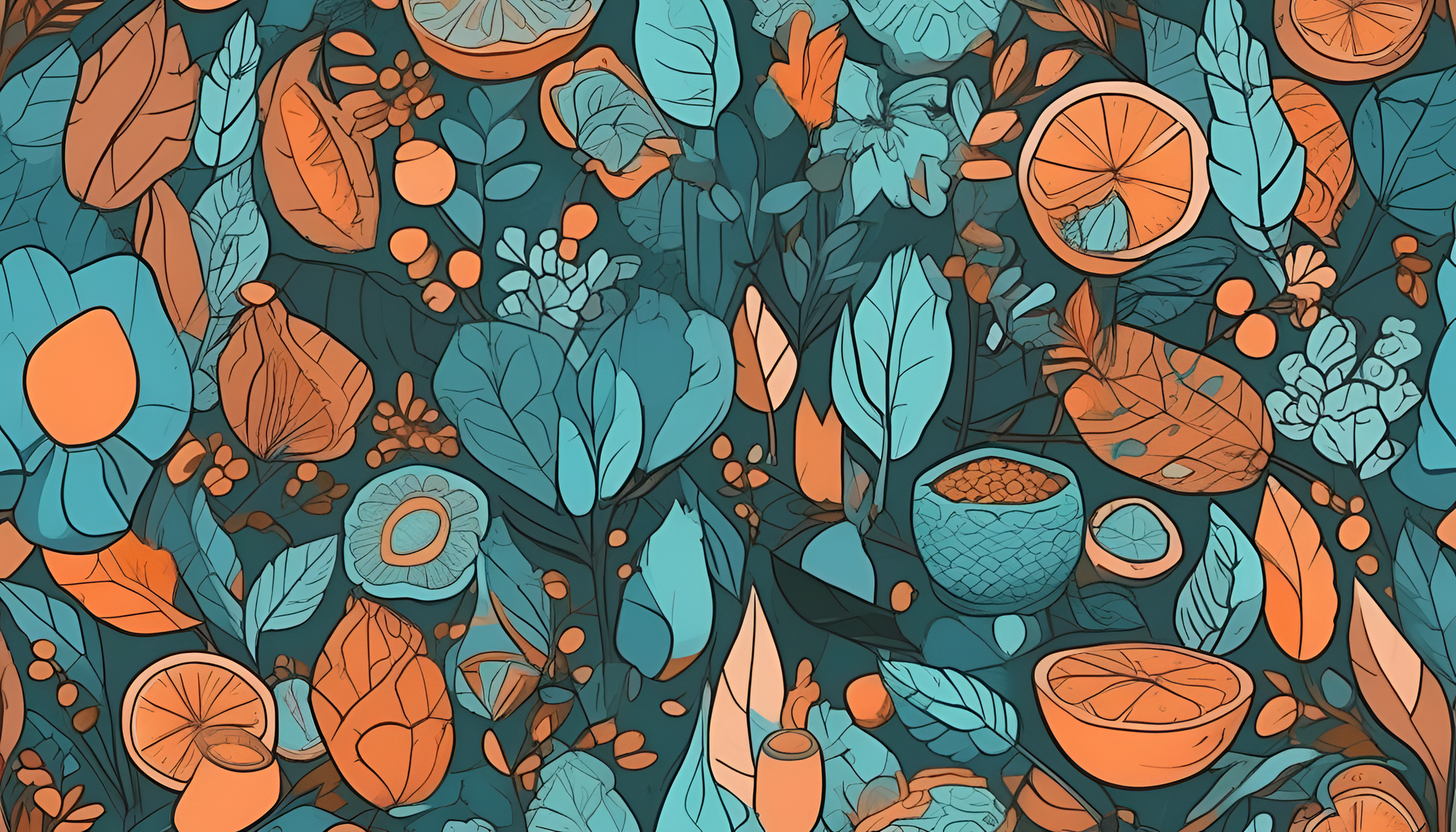 Vibrant turquoise and orange cartoon design