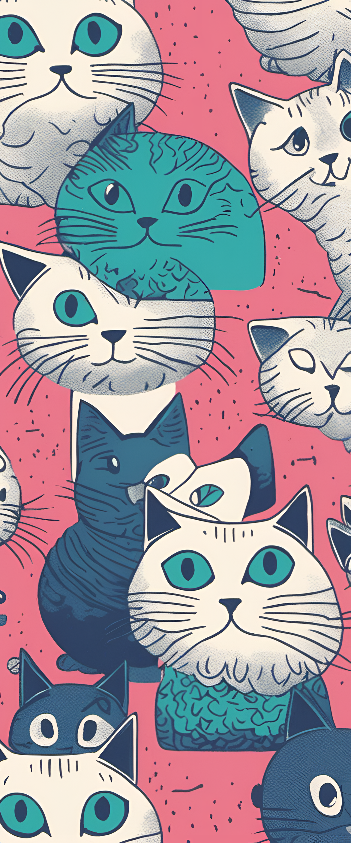 Colorful cat risograph wallpaper.