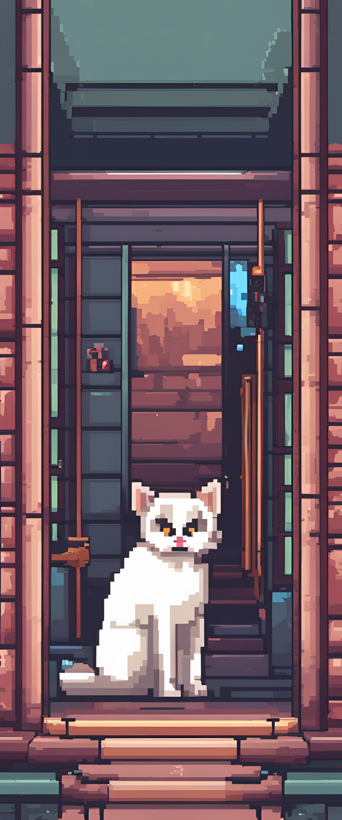 Pixel art cat wallpaper.