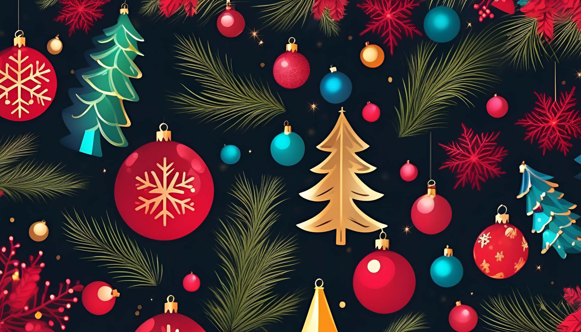 Vibrant Christmas desktop wallpaper.