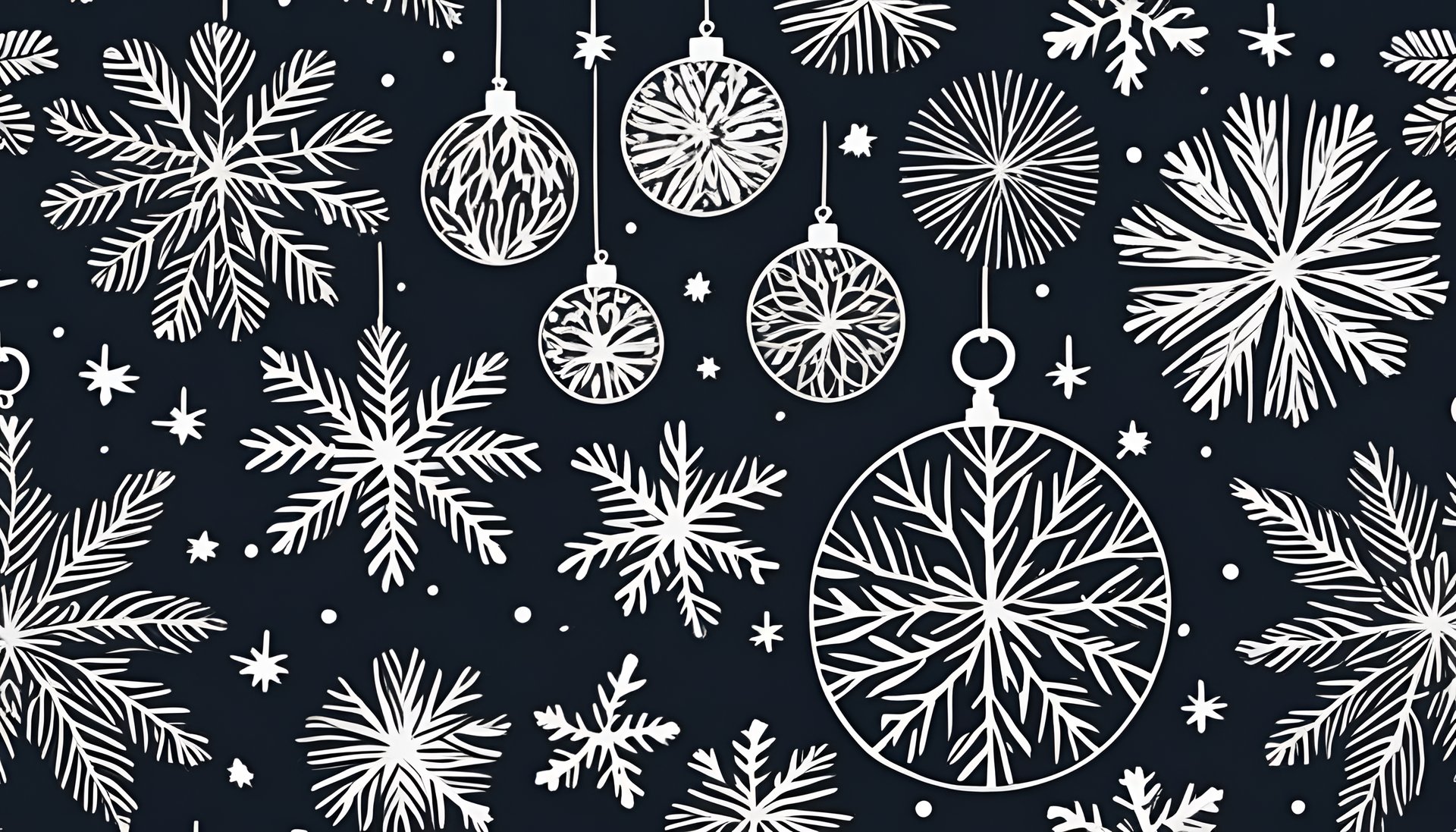 Colorful linocut Christmas background with intricate designs and festive elements.