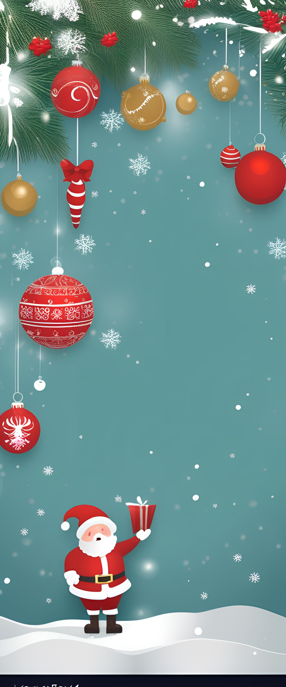 Christmas-themed phone wallpaper with festive background.