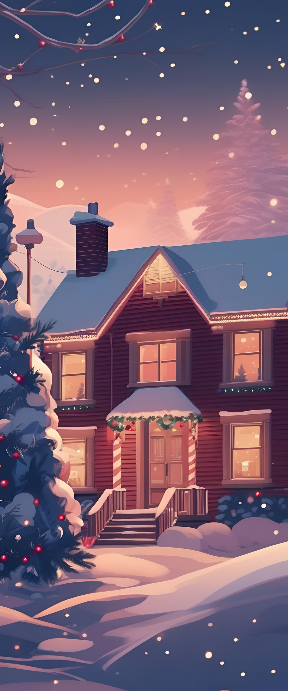 Christmas-themed wallpaper featuring a beautiful aesthetic of holiday decorations.