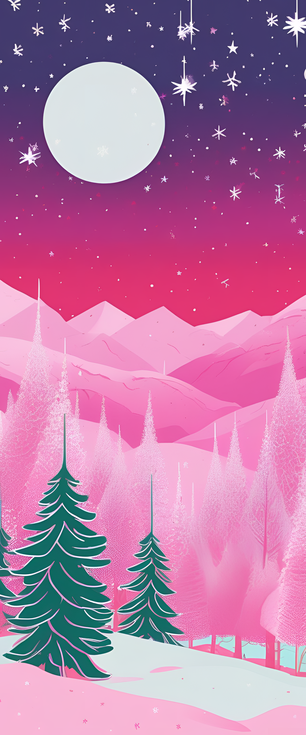 Abstract Christmas-themed phone wallpaper with a colorful risograph aesthetic.