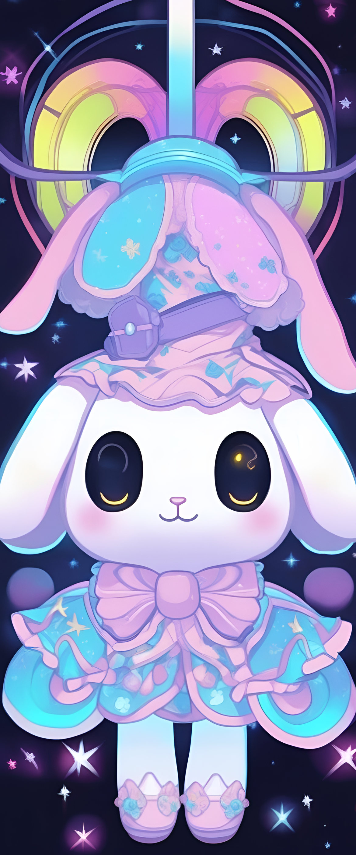 Cinnamoroll glowing under blacklight.