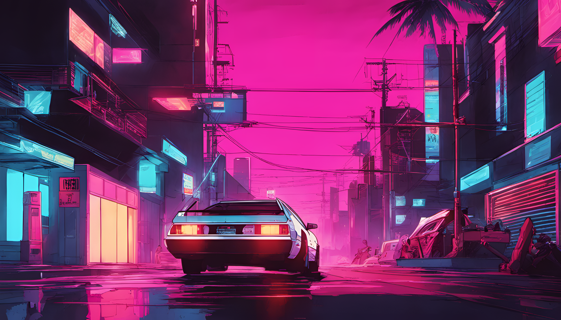 Retro-inspired anime character in vibrant colors emerging from a digital landscape.