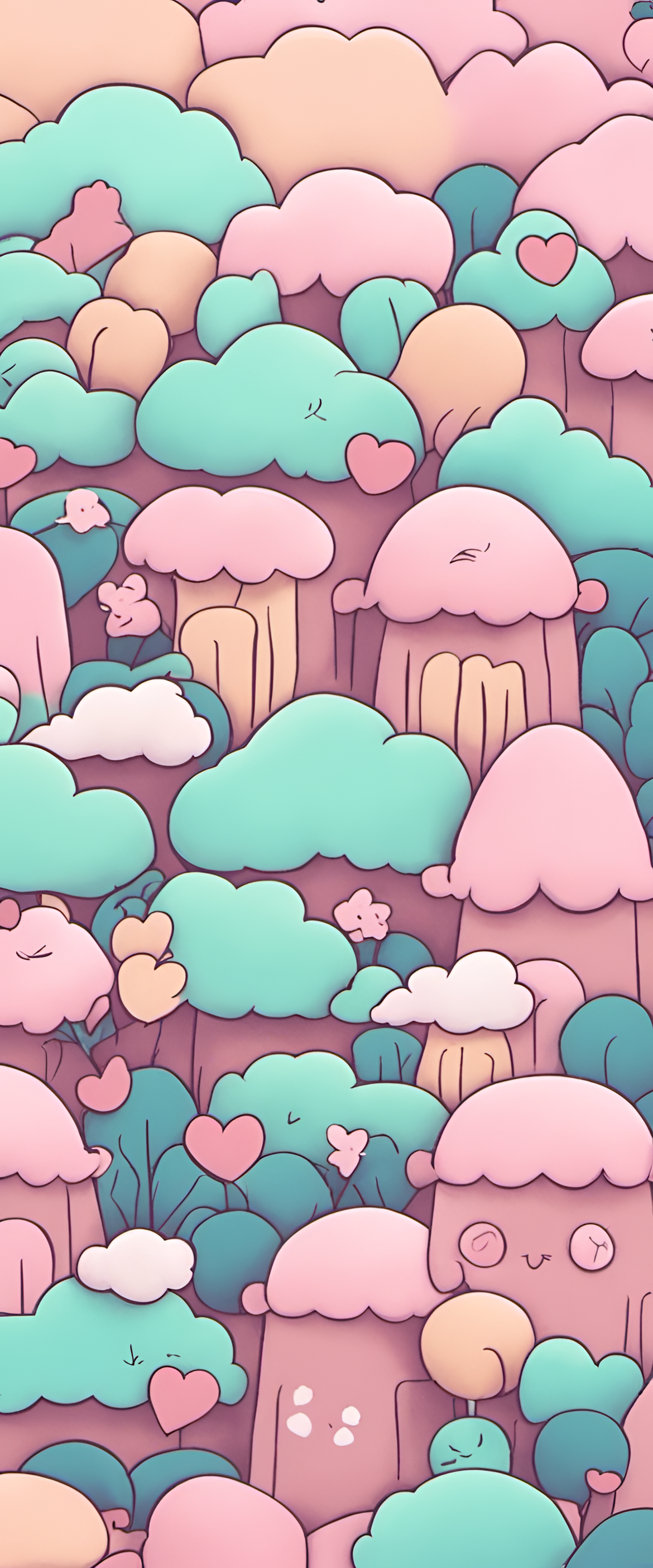 Cute aesthetic wallpaper with pastel colors and playful illustrations.