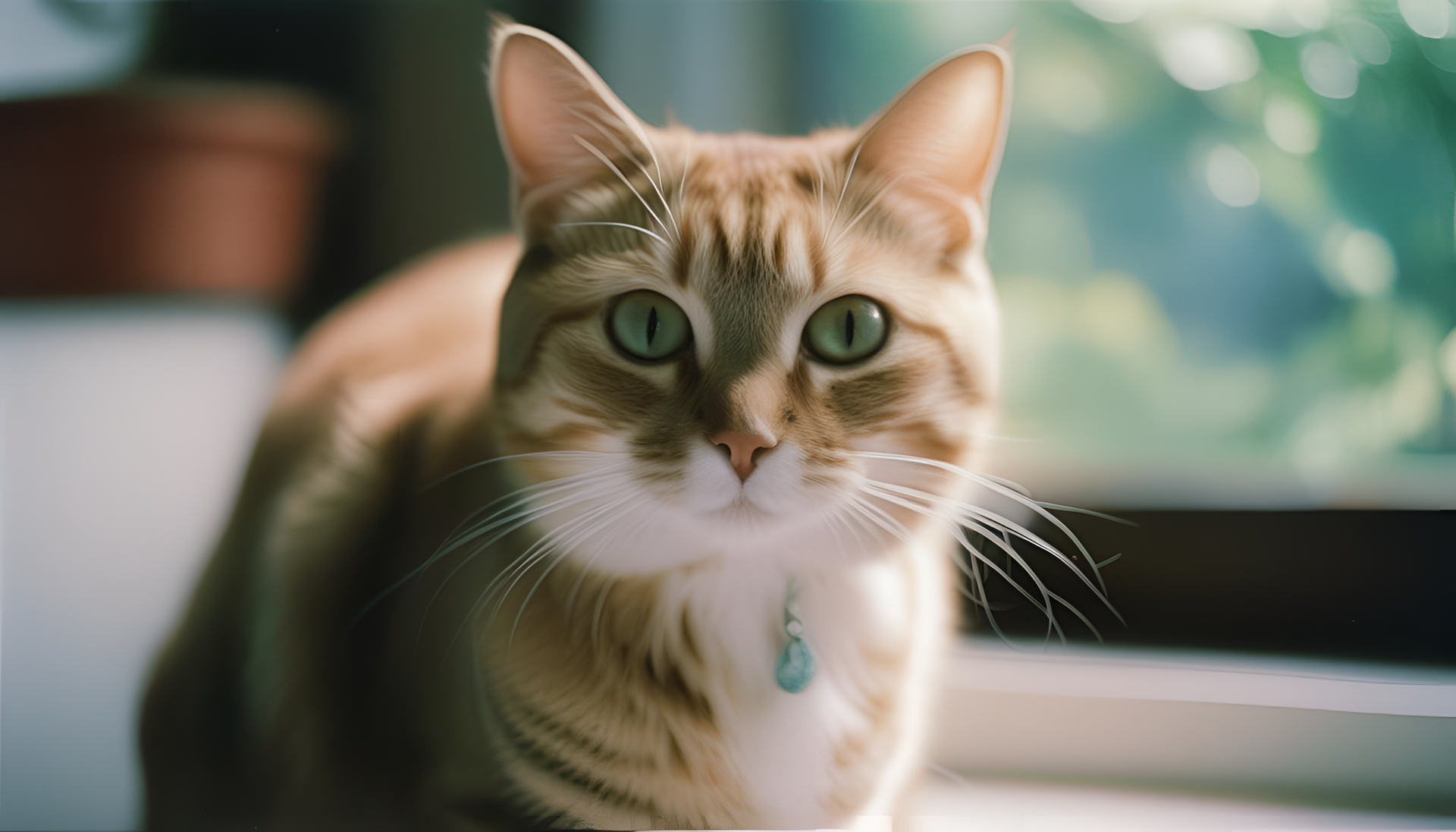 Cute cat chilling against a colorful backdrop.