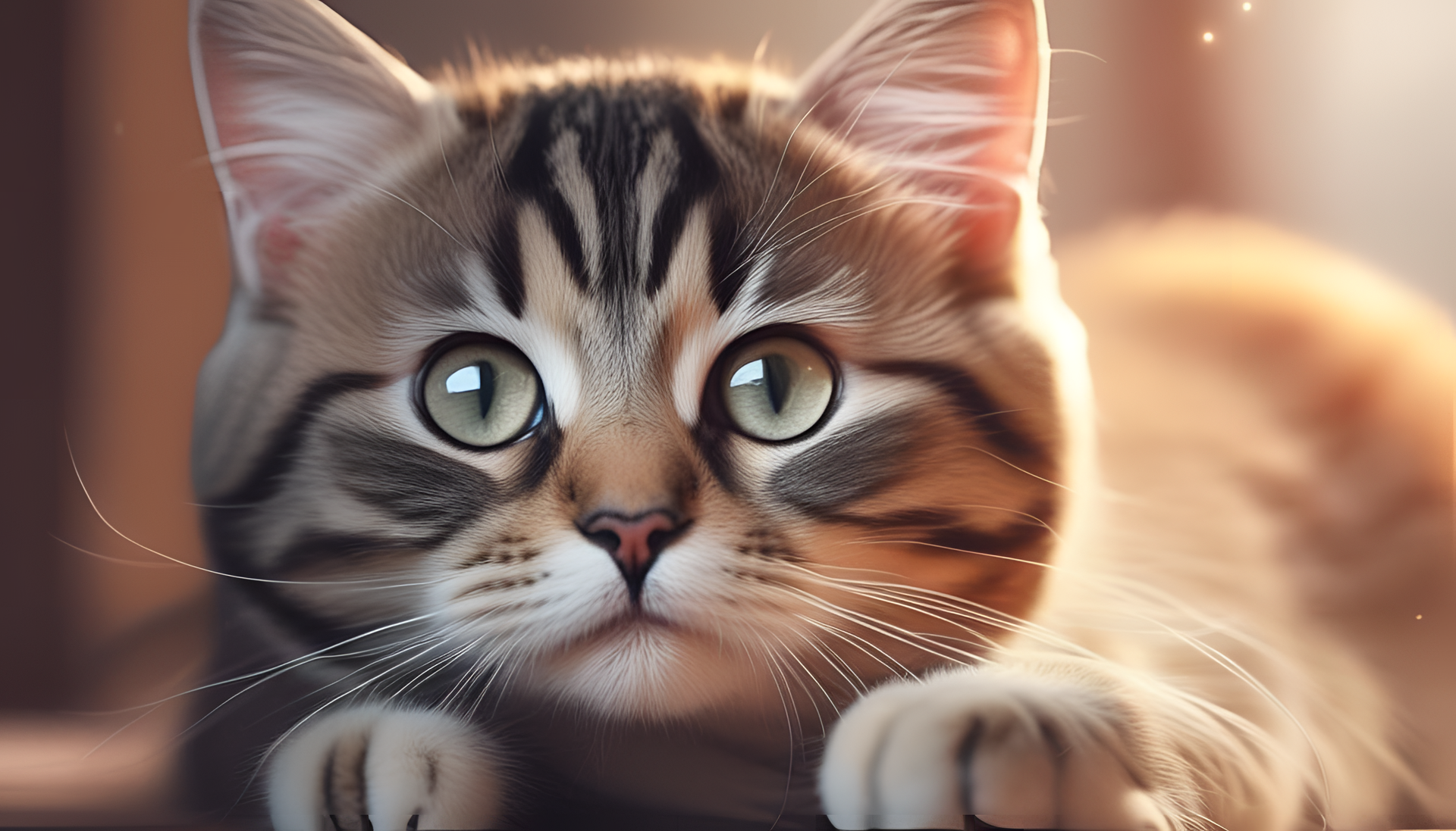 Beautiful fluffy cat sitting gracefully with a curious expression.