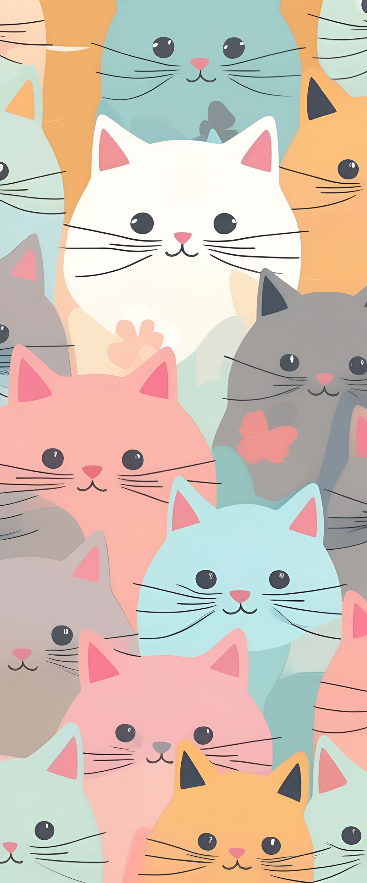 Pastel-hued wallpaper featuring an adorable cat with complimentary colors.