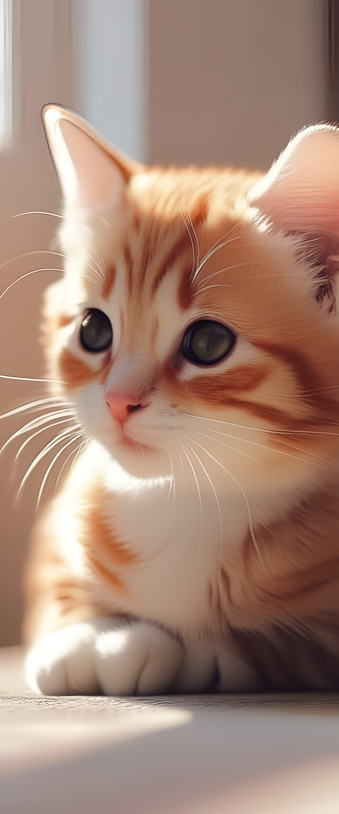 Adorable cat with playful expression on a phone wallpaper