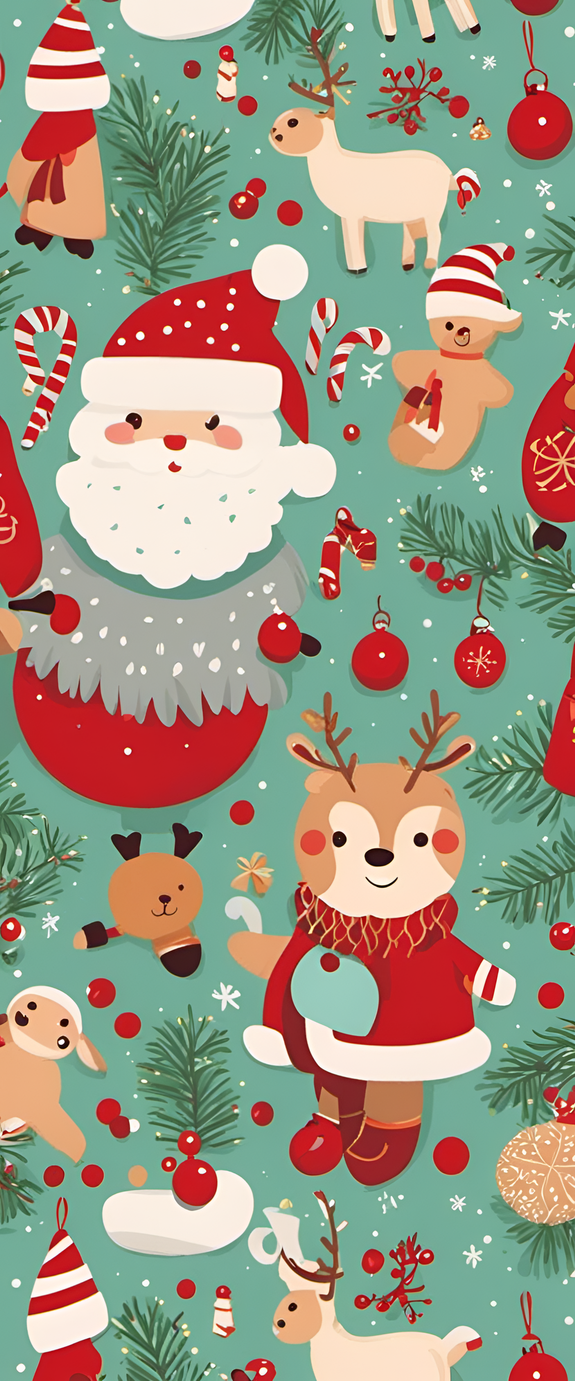 Ultradetailed cute Christmas wallpaper featuring festive holiday elements.