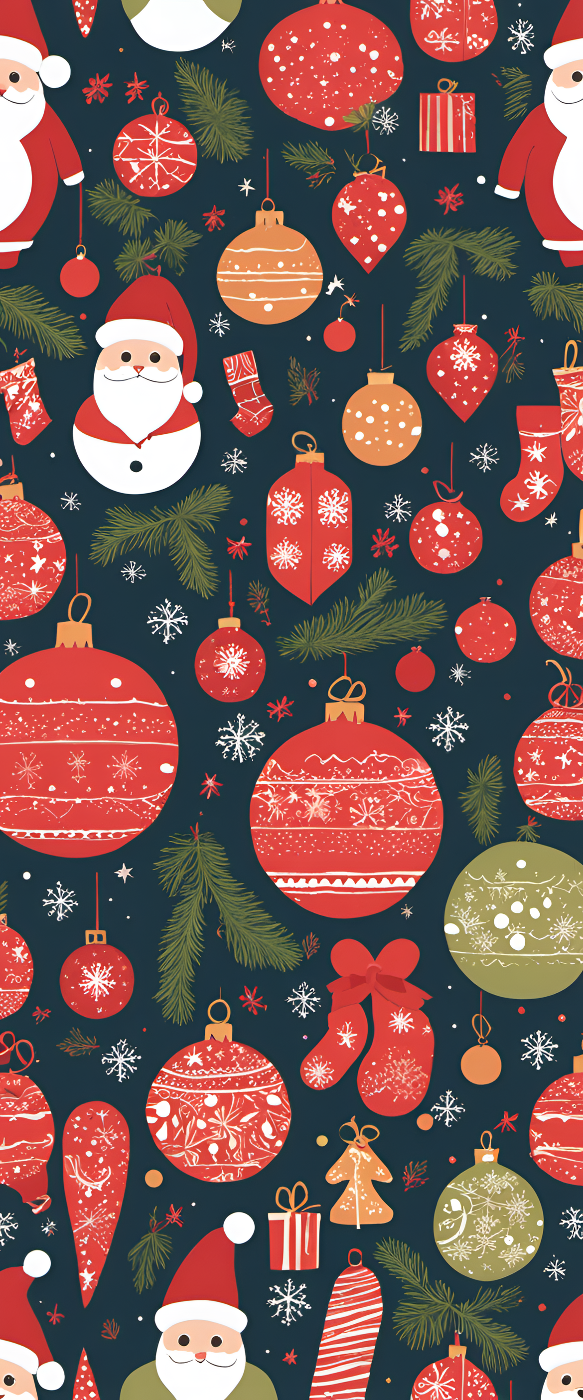 Festive holiday-themed wallpaper featuring cute Christmas decorations.