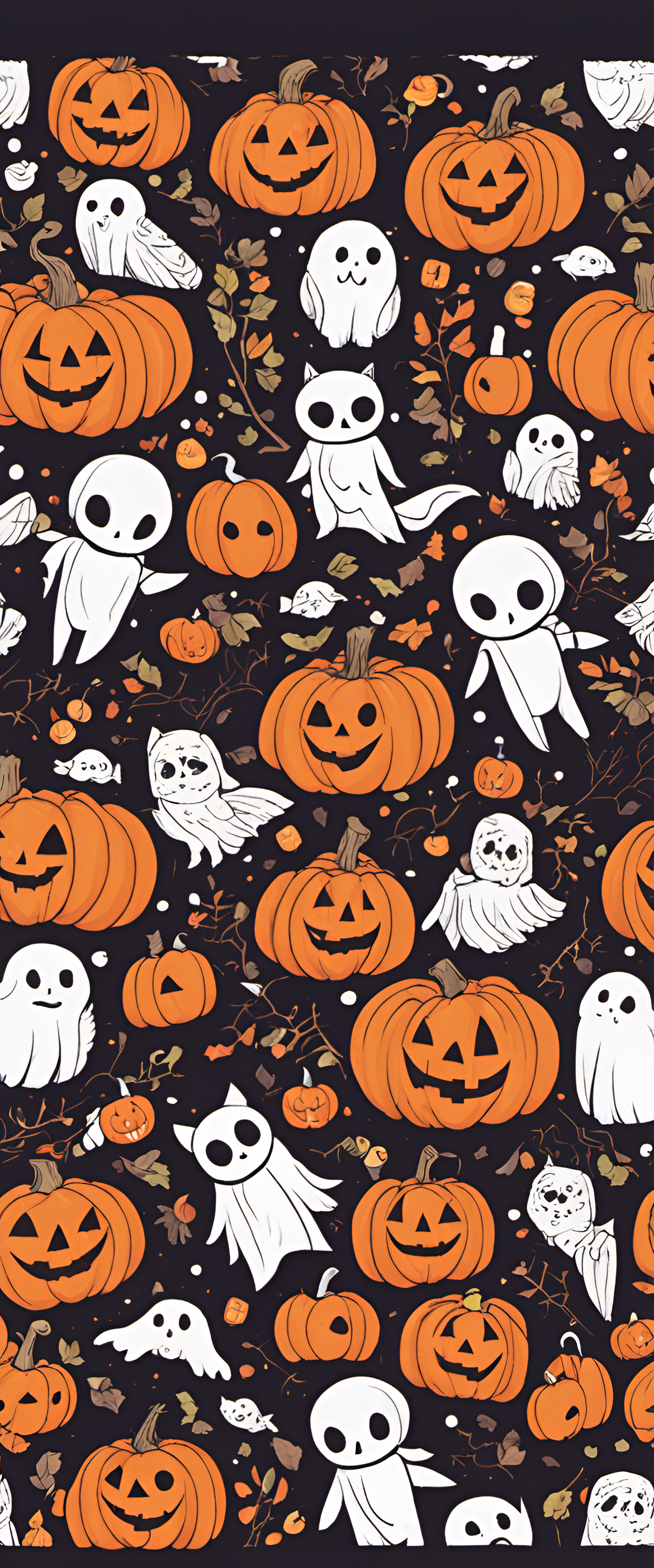 Cute Halloween-themed phone wallpaper with ultra-detailed design.