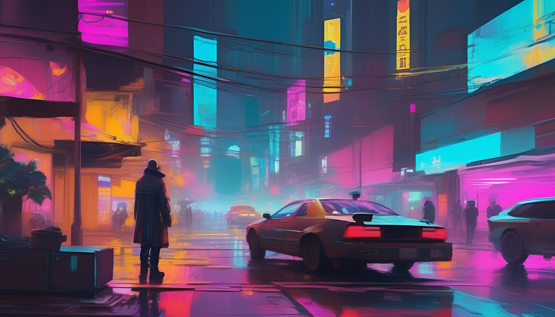 Impressionist Cyberpunk Wallpaper