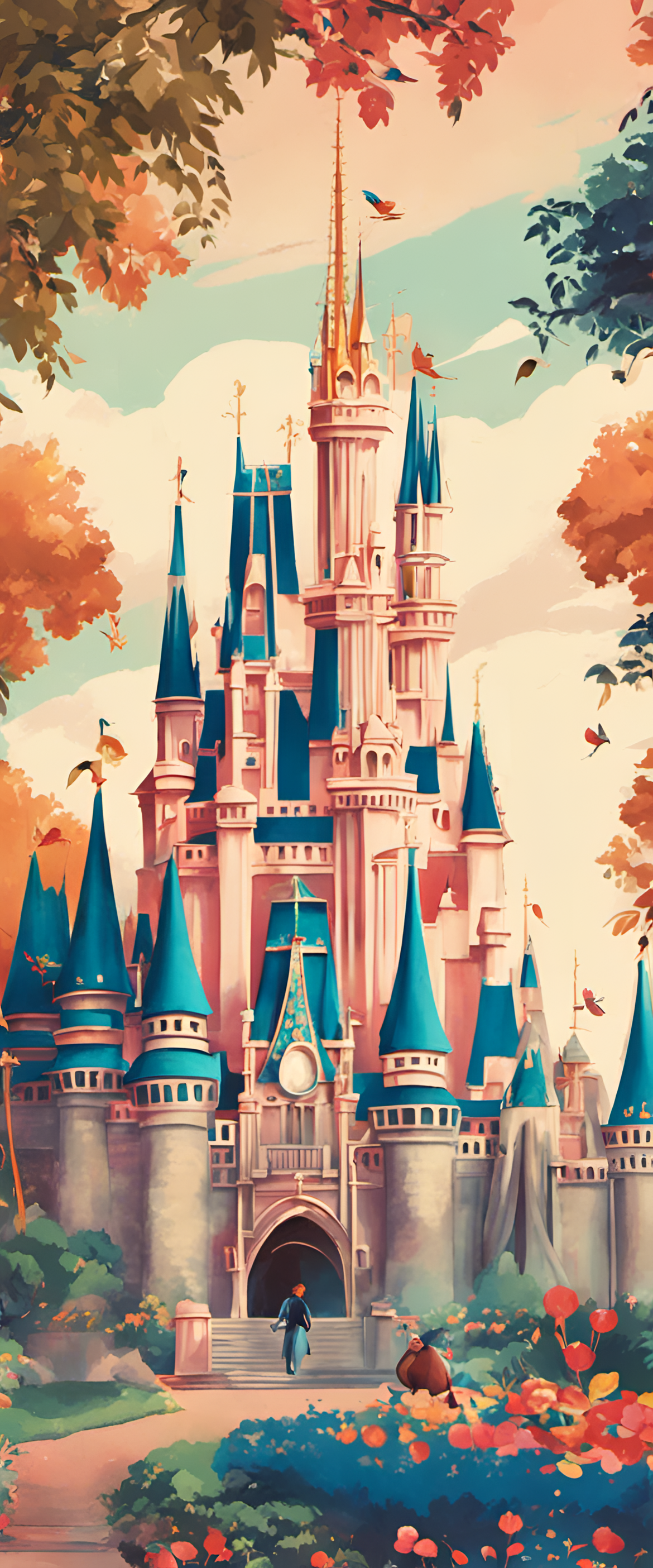 Vintage-inspired Disney wallpaper with vibrant colors.