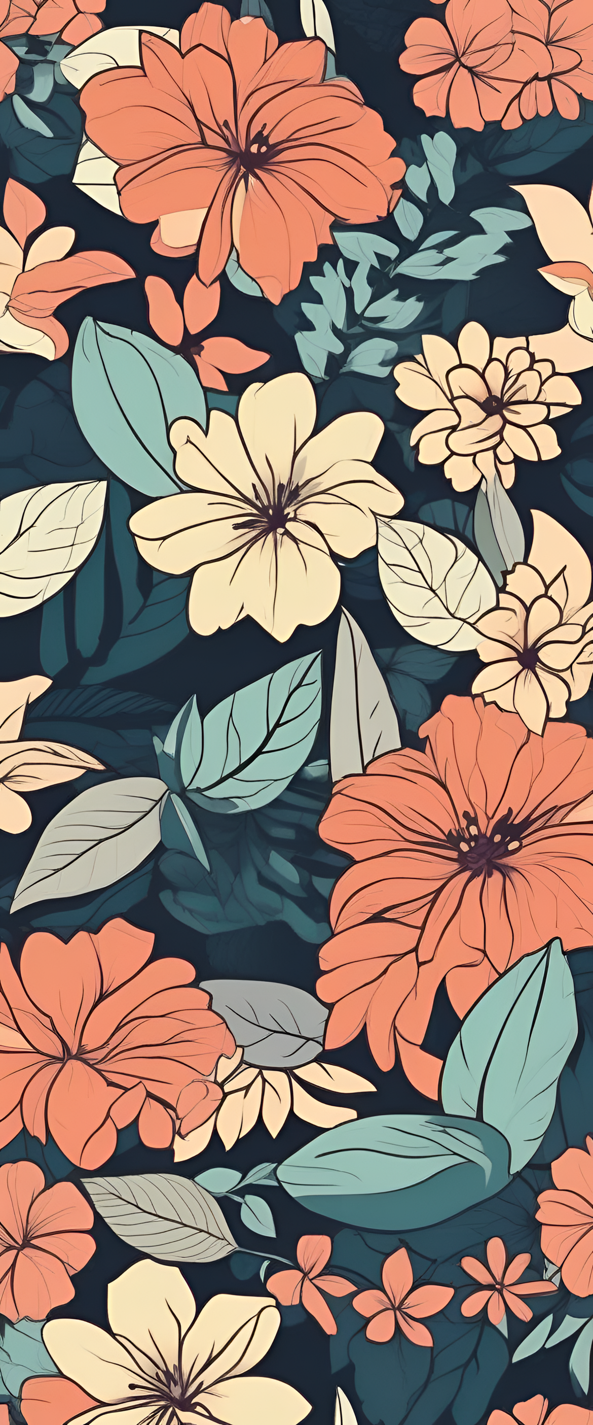 Colorful flower wallpaper with abstract design.