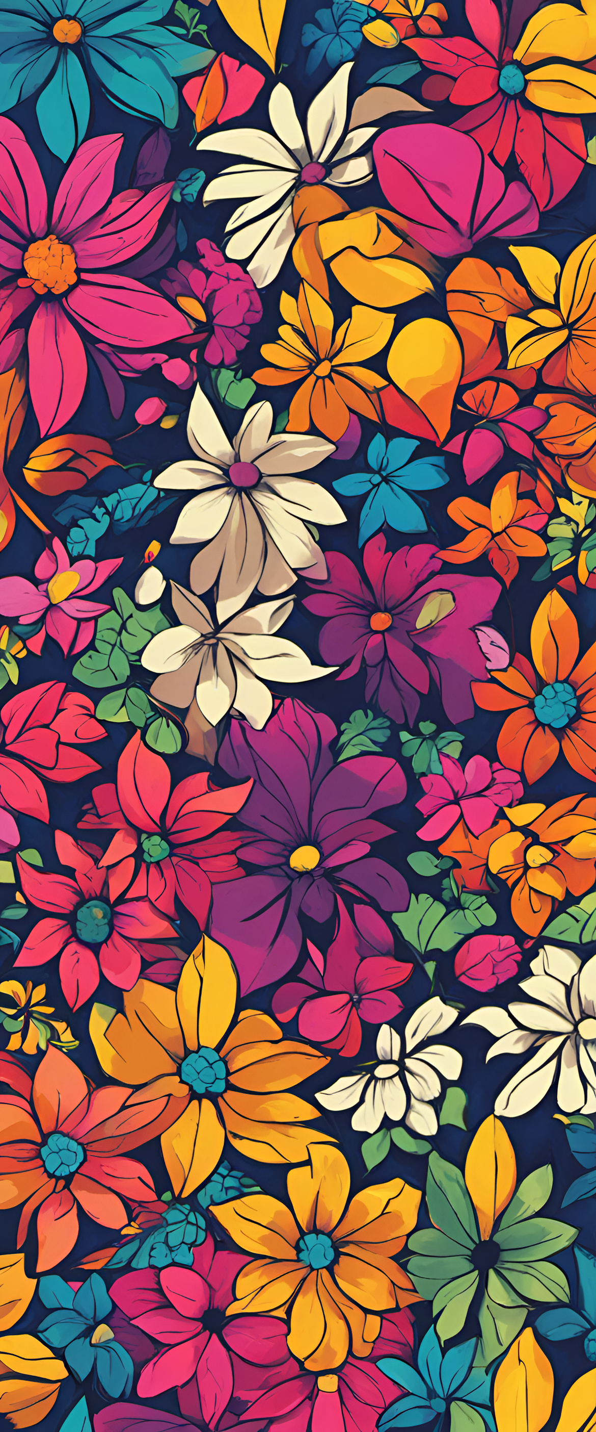 Colorful tetradic flower wallpaper.