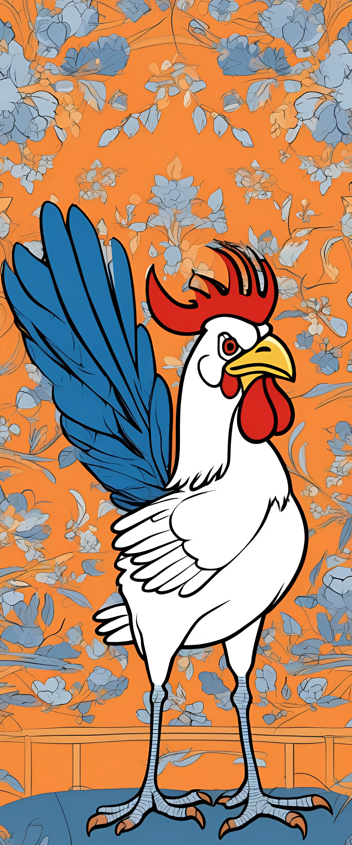 Foghorn Leghorn - blue and orange colors, animated phone wallpaper.