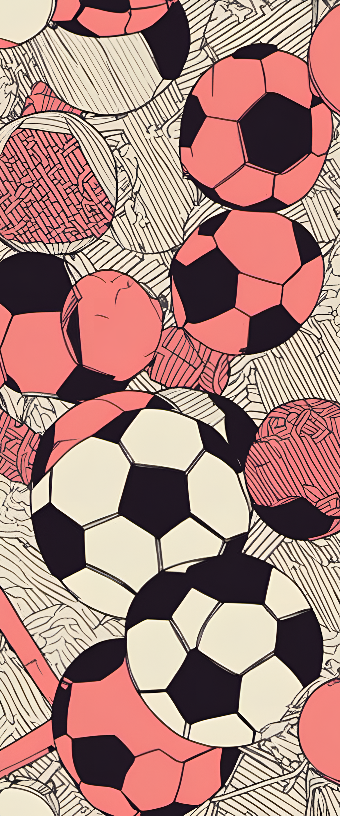 Risograph football wallpaper: Gradient background with overlapping circles and lines in football colors.