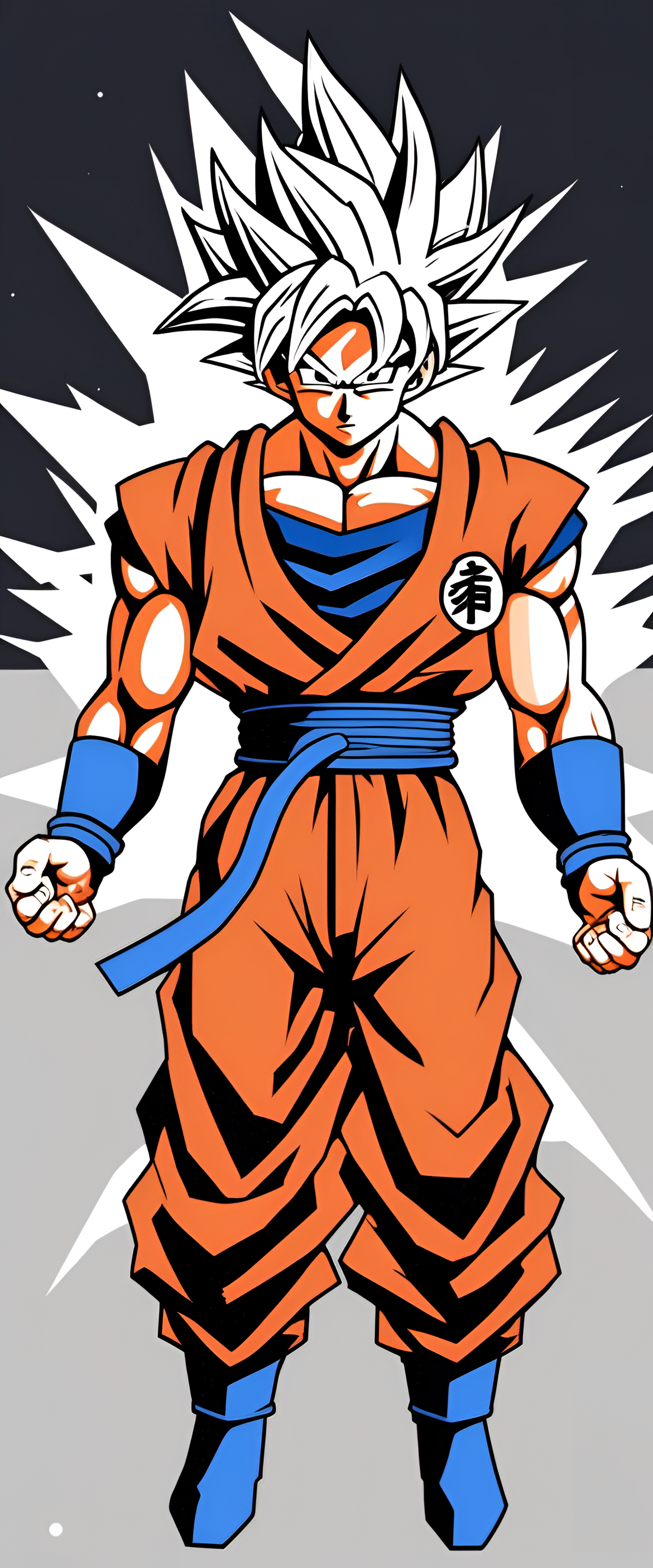 Goku Ultra Instinct in captivating minimalist style.