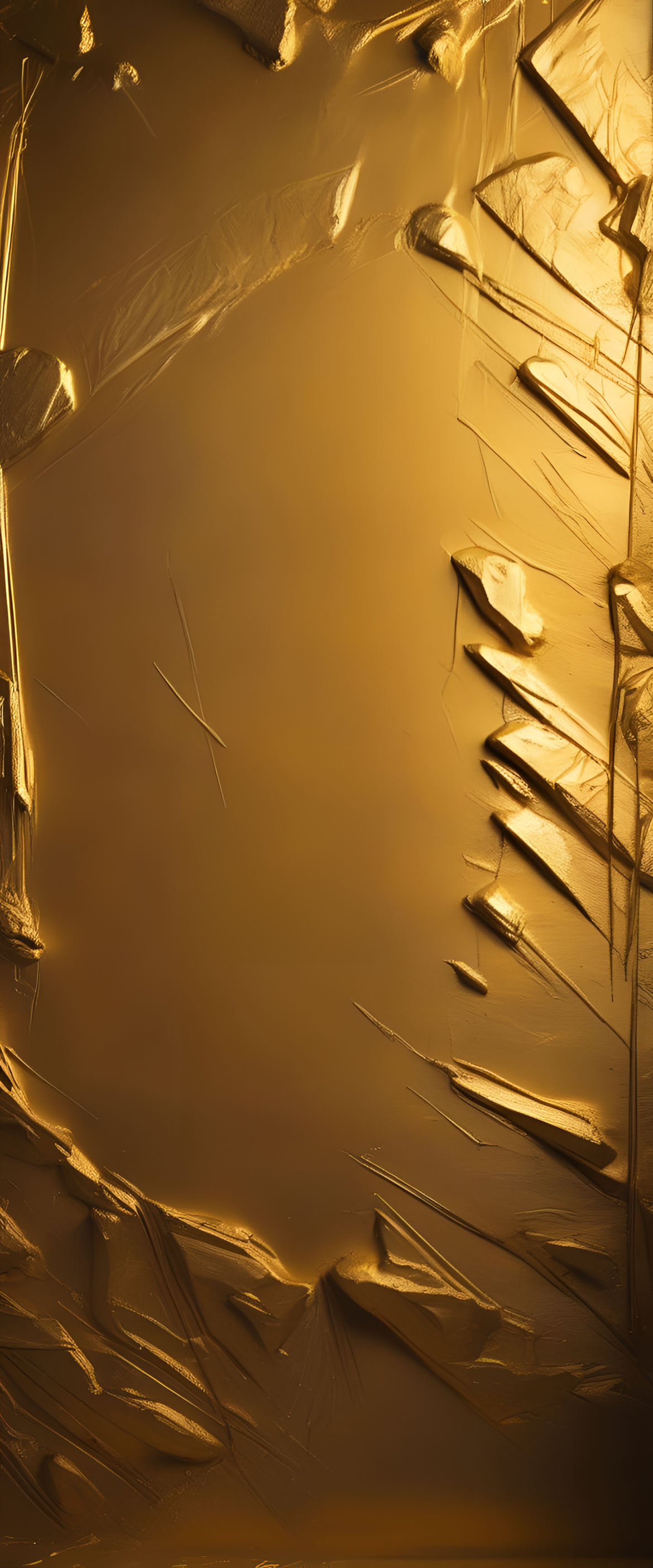 Golden graffiti artwork with bright studio lighting.