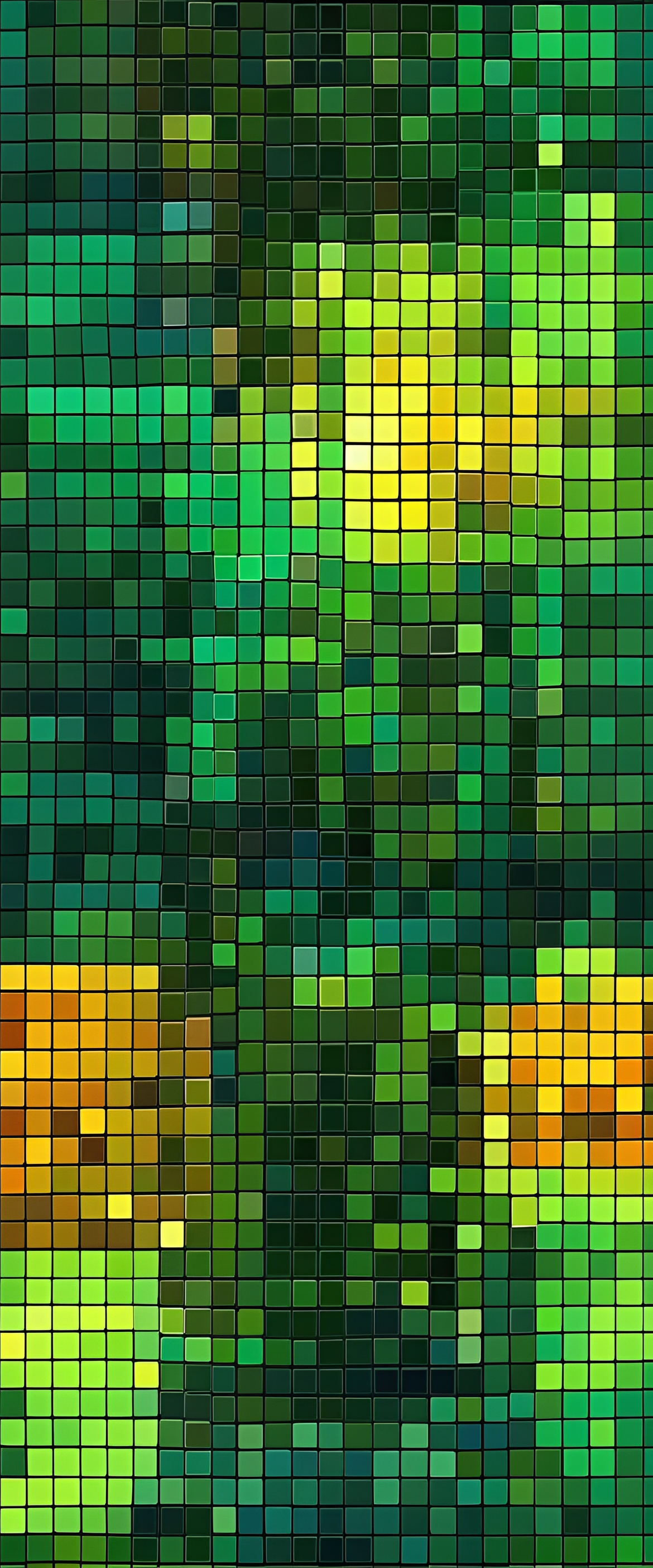 Vibrant green pixel art wallpaper with vivid colors.