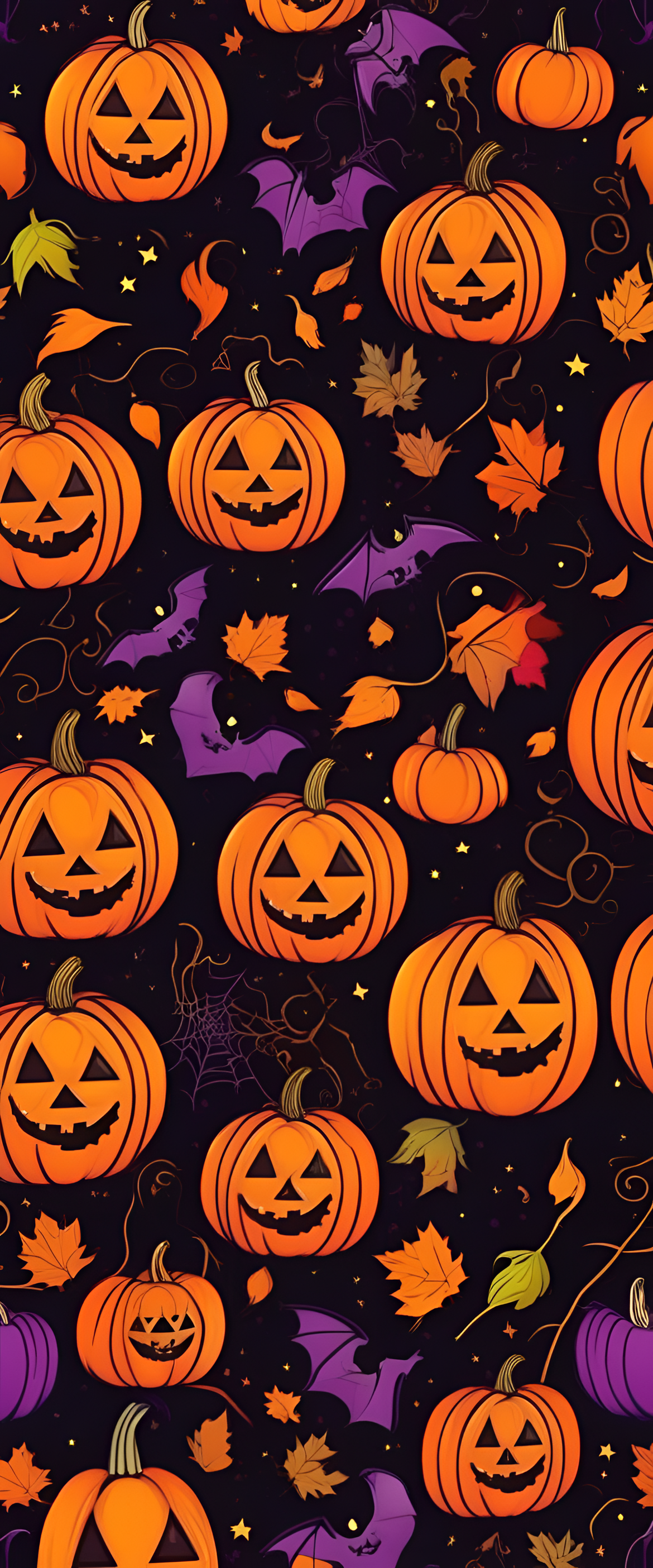 Halloween-themed phone wallpaper in tetradic colors.