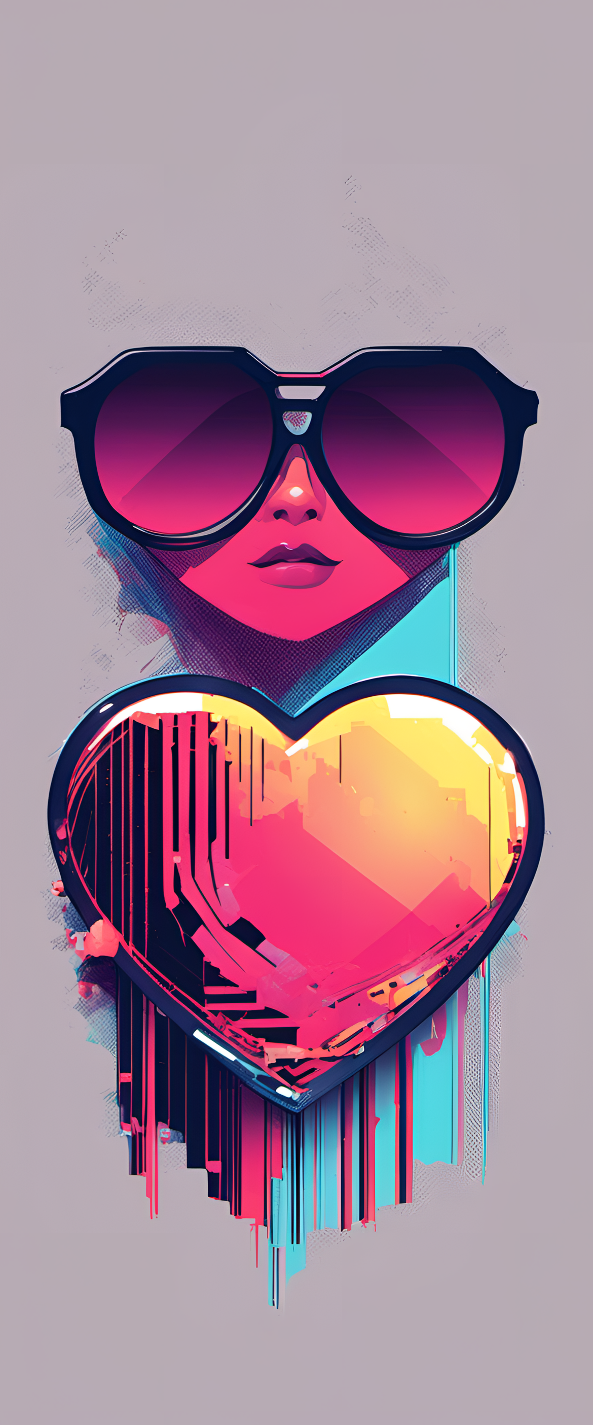 Glitched heart wearing sunglasses