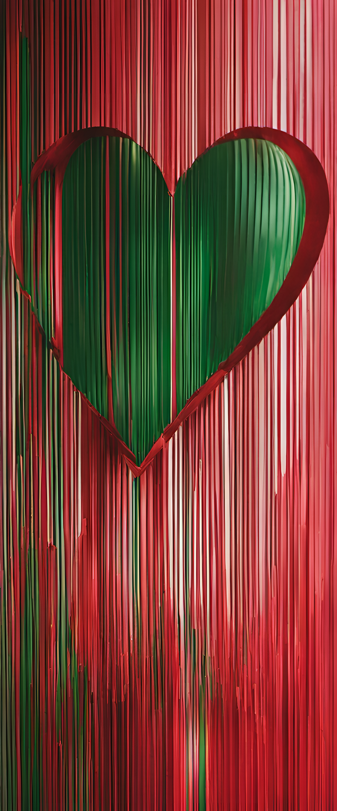 Vibrant heart with red and green colors.