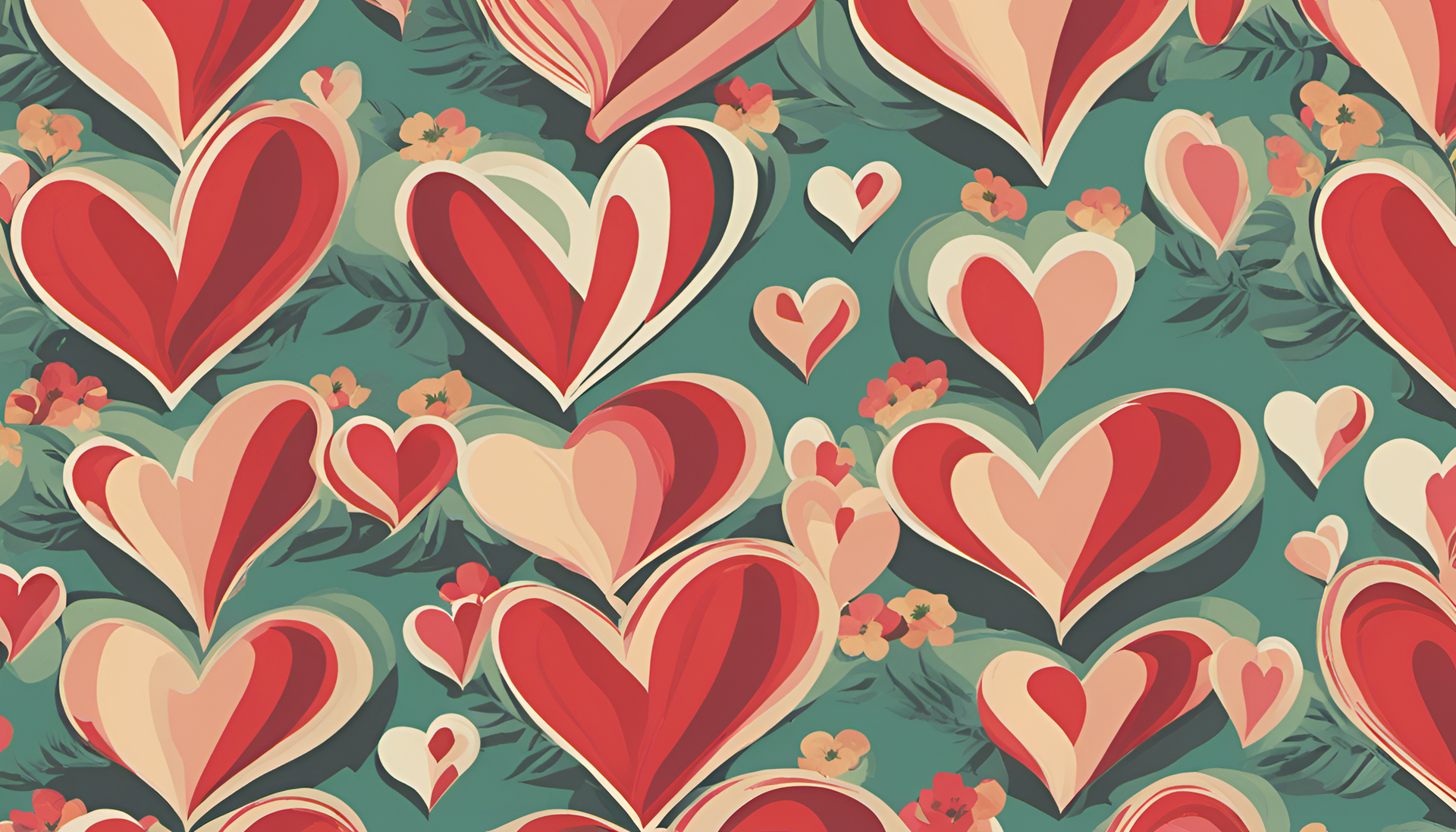 Retro heart-shaped pattern in vibrant colors.