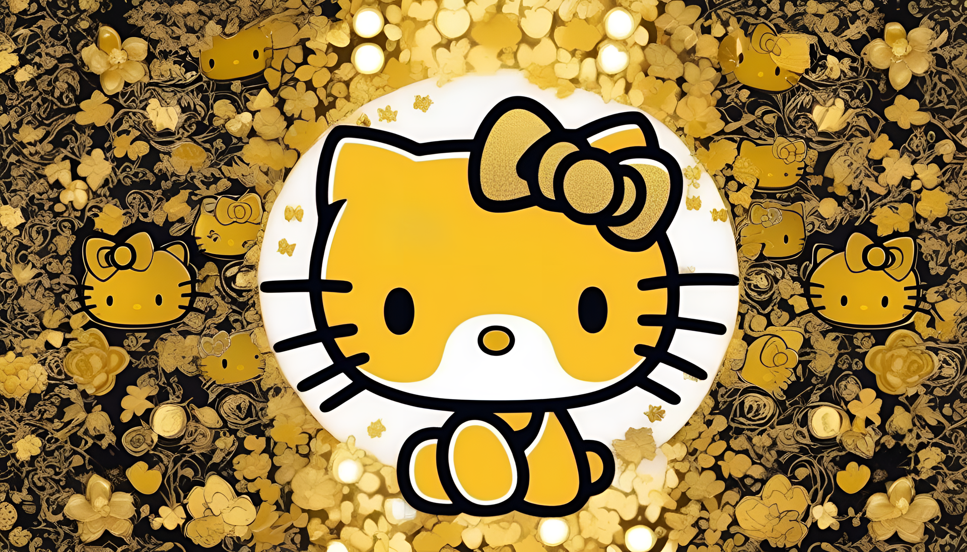 A Golden Hello Kitty Background