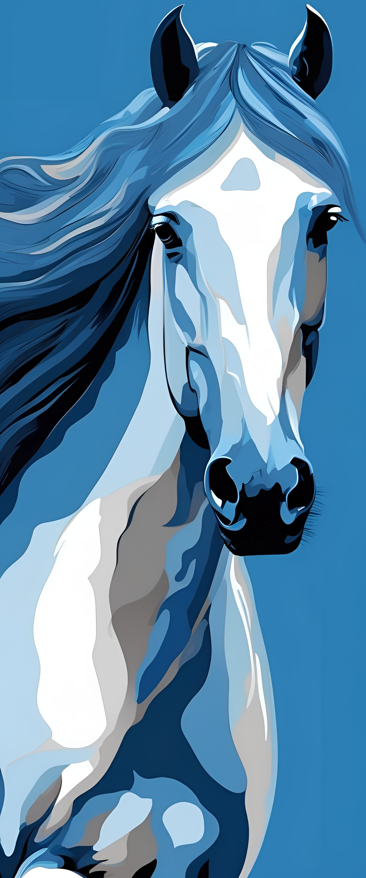 Blue-hued horse wallpaper