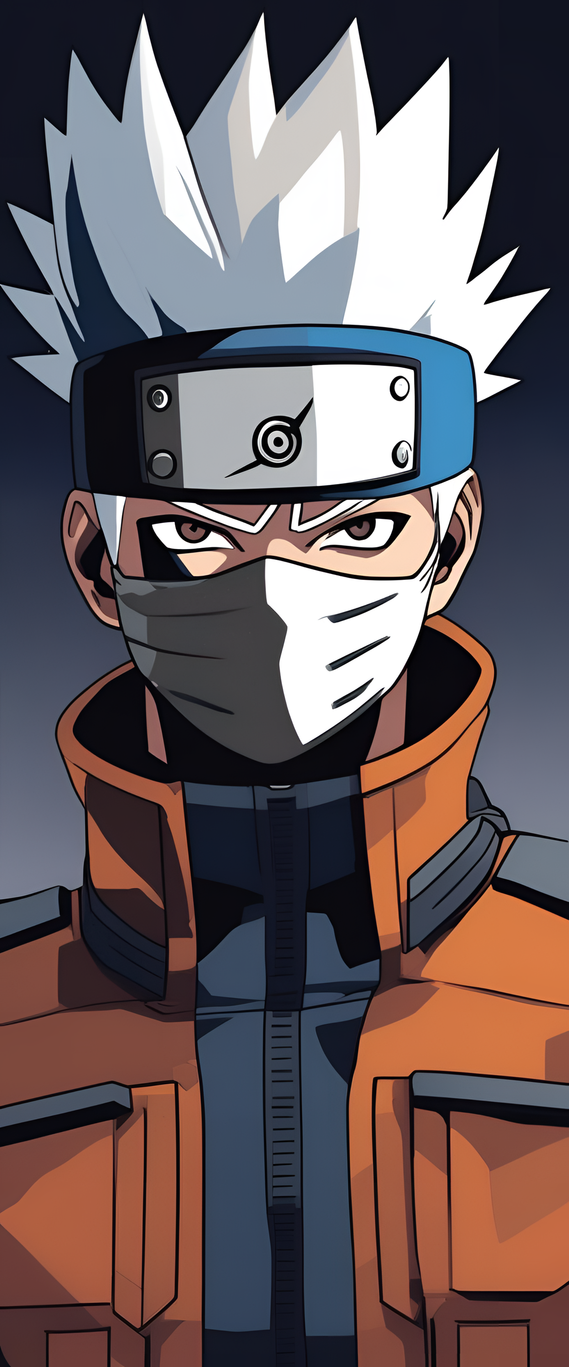 Colorful Kakashi phone wallpaper featuring tetradic color scheme.