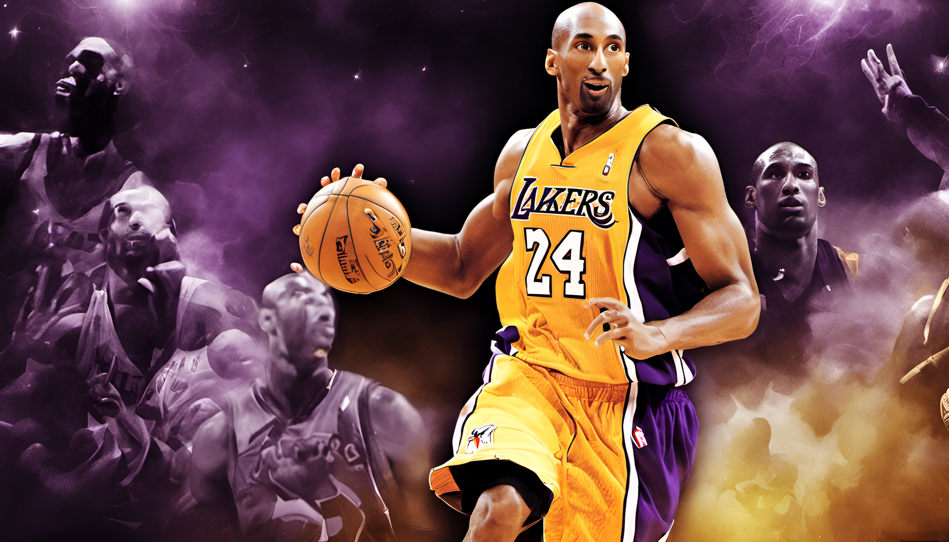 Elegant Kobe Bryant wallpaper with basketball legend, Kobe Bryant, in action.