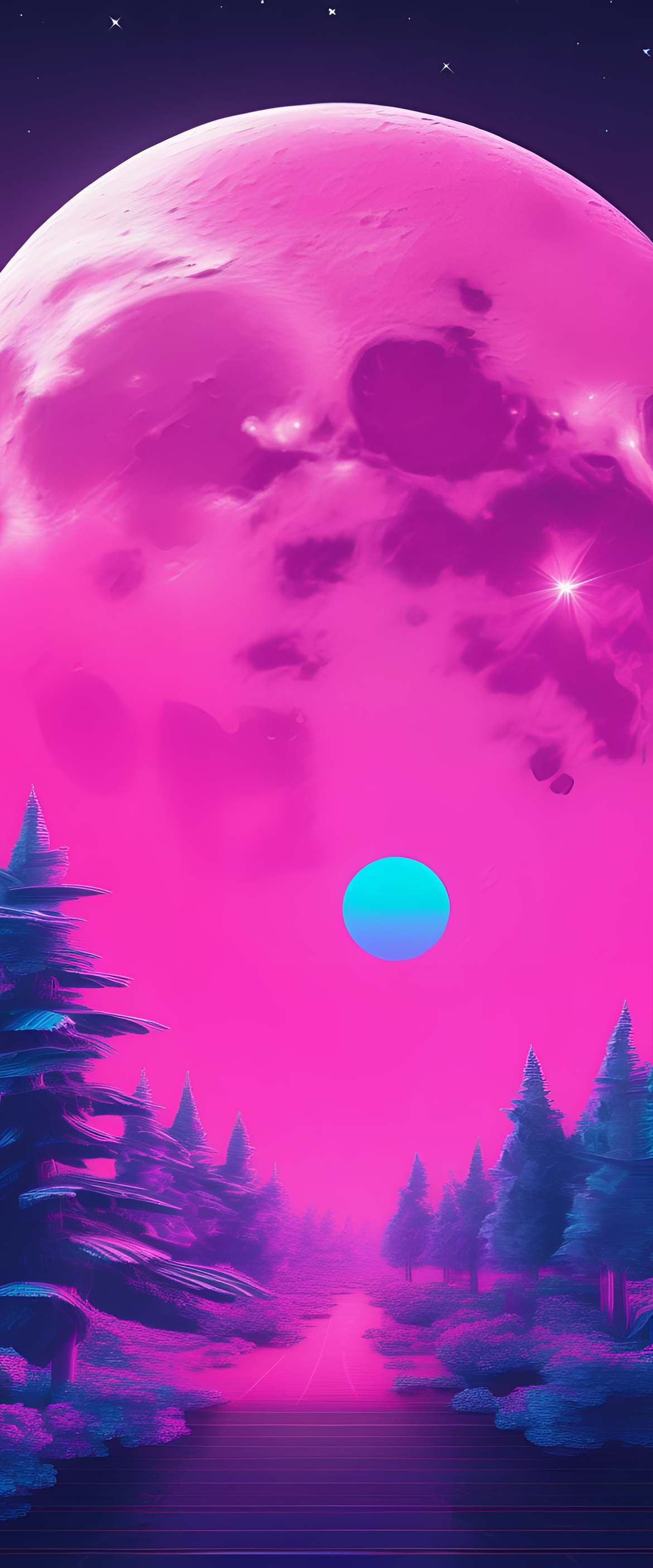 Vaporwave-inspired moon aesthetic.