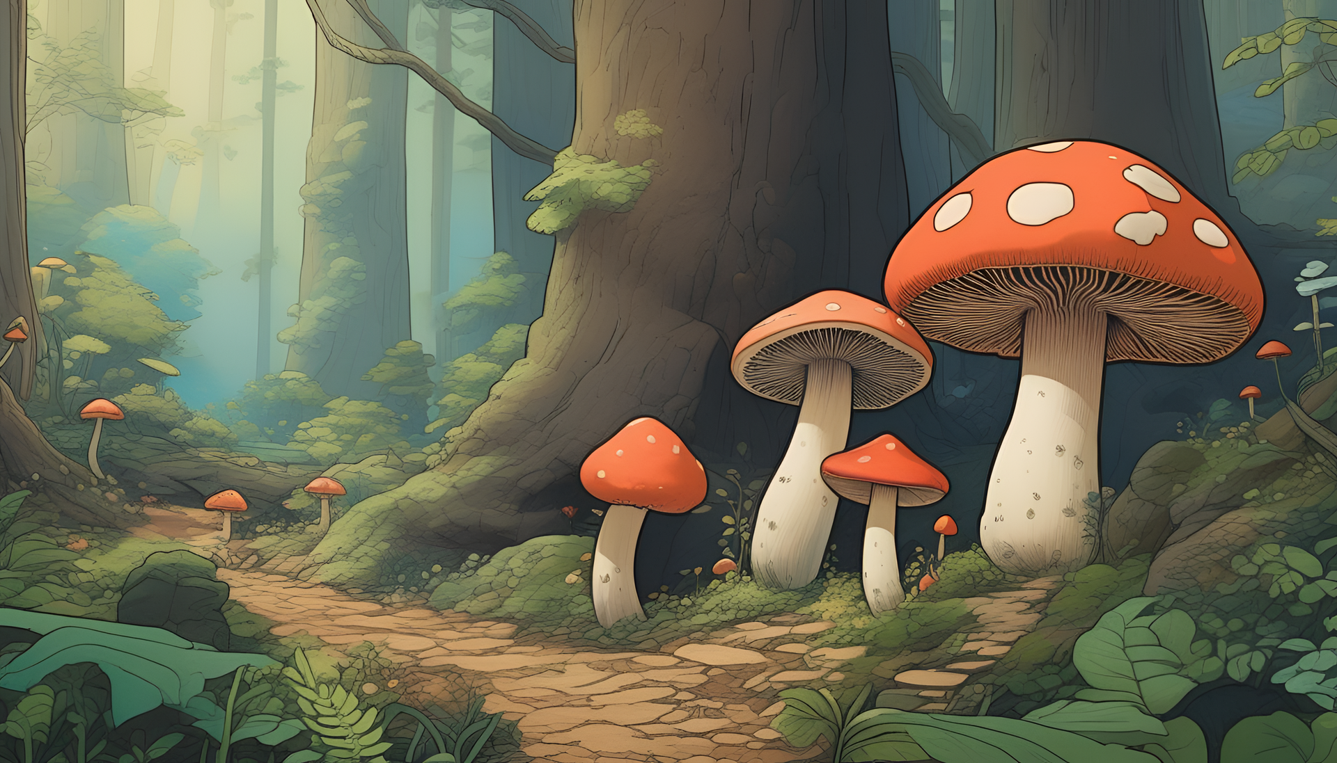 Mystical mushroom in an enchanting forest.