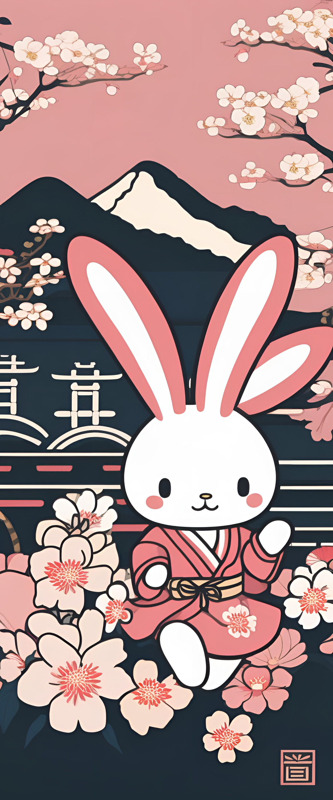 My Melody in traditional Japanese Ukiyo-e style wallpaper